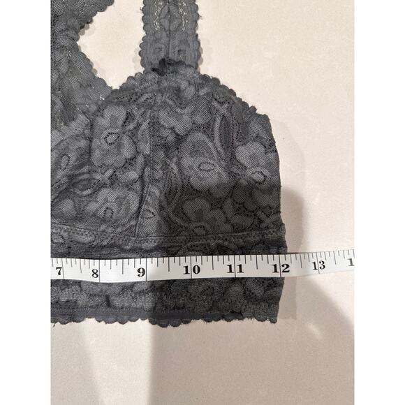 intimately Free People Women's Sz S Grey Lace Adella Longline Bralette Racerback - Picture 7 of 11